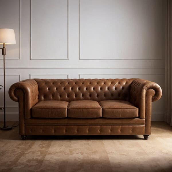 sofa chesterfield couro com tachas